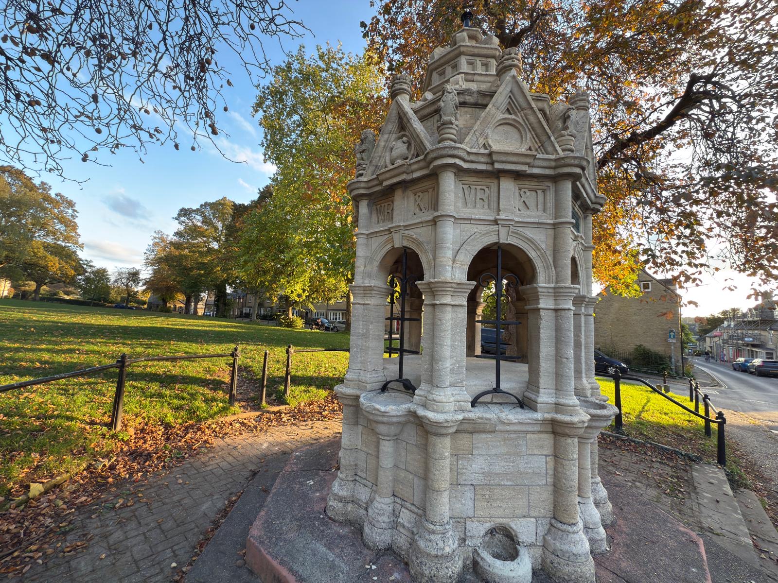 A stone carved drinking fountain