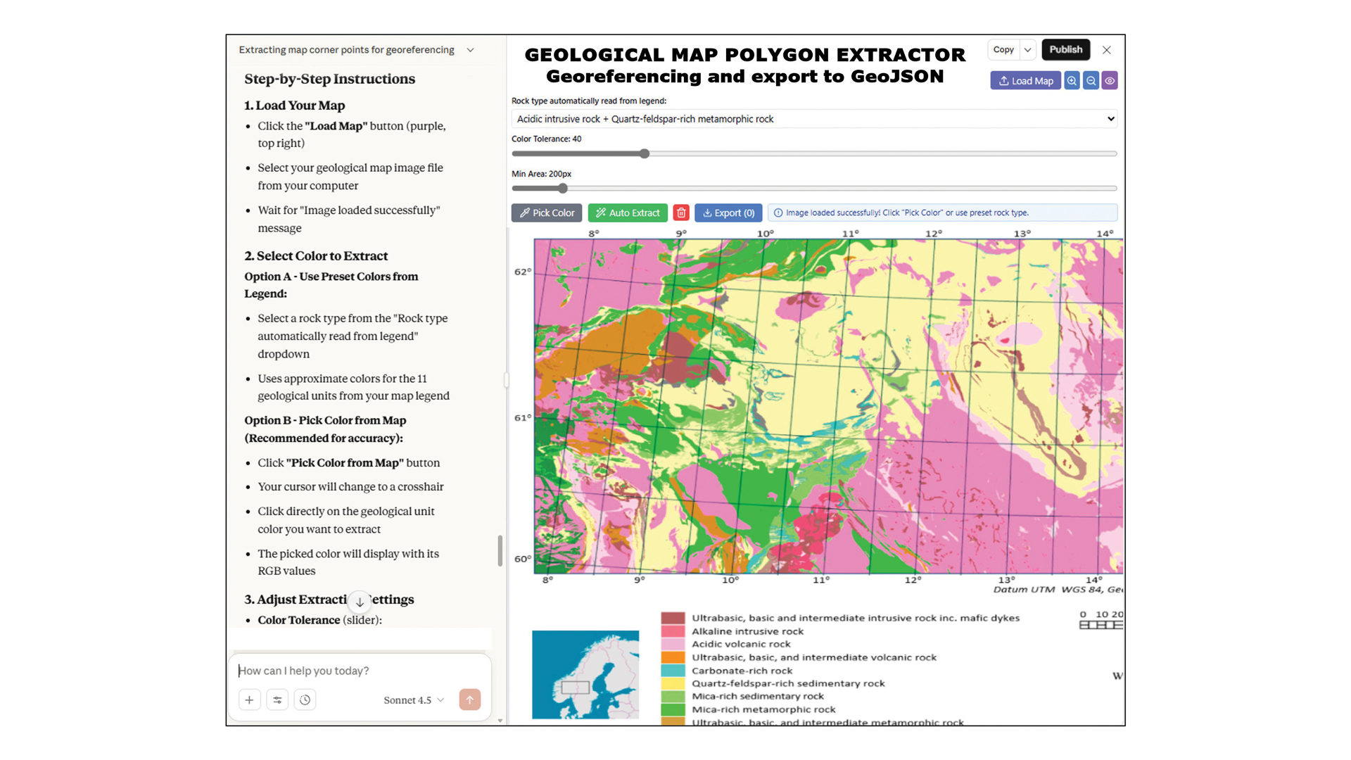 Coloured geological map