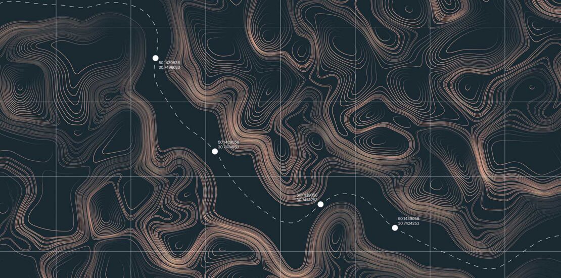 Contours on a map in grey and cream colours